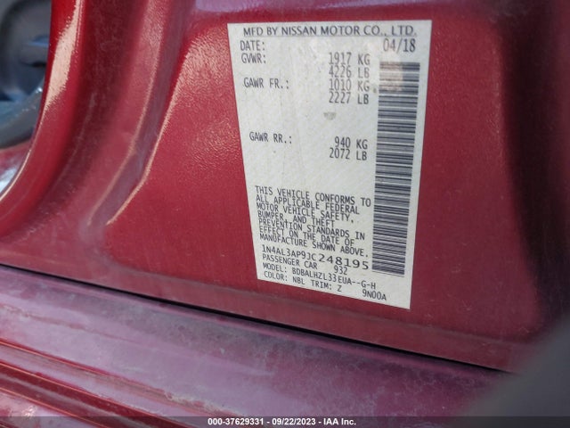 Nissan Altima 2.5 Sr 2018 1N4AL3AP9JC248195 Image 9