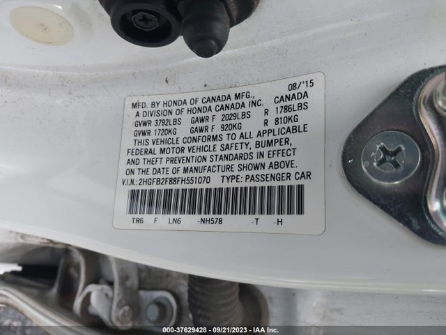 Honda Civic Sedan Ex 2015 2HGFB2F88FH551070 Image 9