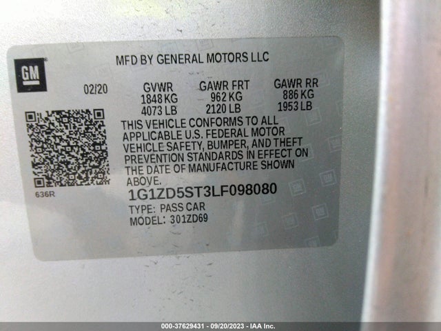 Chevrolet MALIBU LT 2020 1G1ZD5ST3LF098080 Image 9