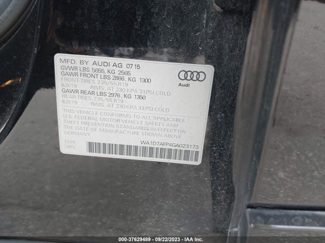 2016 AUDI Q5 PREMIUM PLUS VIN: WA1D7AFP4GA023173