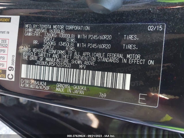 Toyota 4runner Limited 2015 JTEBU5JR5F5237503 Image 9