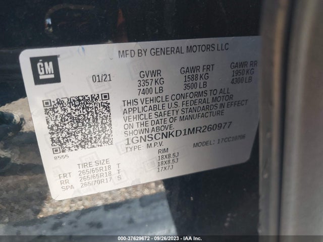 Chevrolet Tahoe Lt 2021 1GNSCNKD1MR260977 Image 9