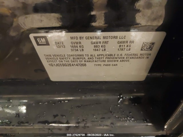 Chevrolet SONIC LT 2014 1G1JC5SG2E4147268 Image 9