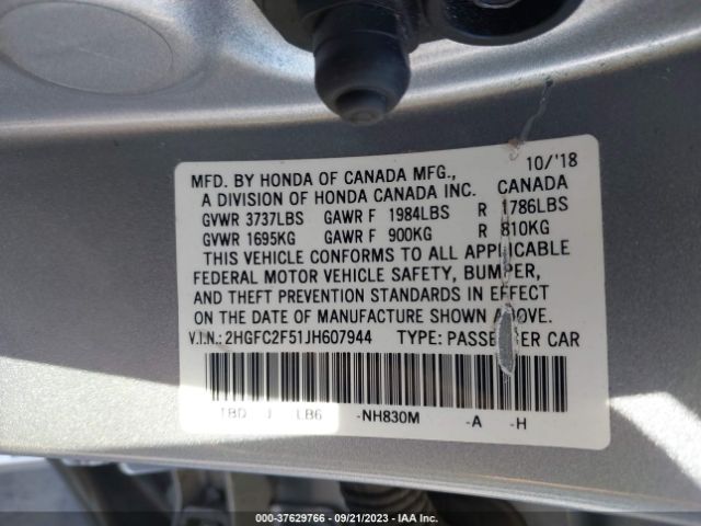 2HGFC2F51JH607944 Honda Civic Sedan Lx