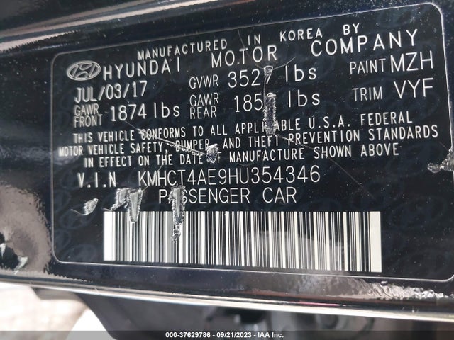 Hyundai Accent Value Edition 2017 KMHCT4AE9HU354346 Image 9