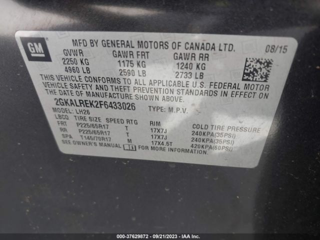 2GKALREK2F6433026 GMC Terrain Sle