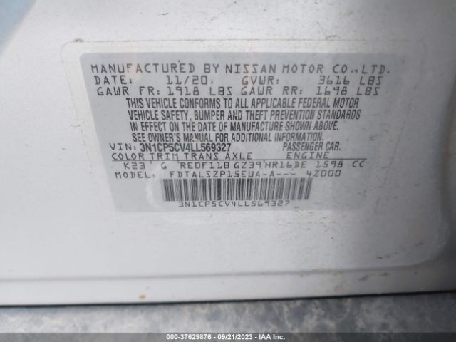 3N1CP5CV4LL569327 Nissan KICKS SV