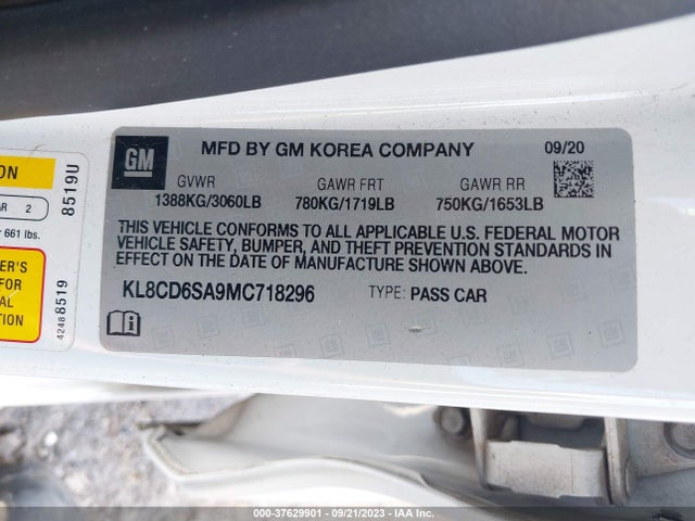 Chevrolet SPARK 1LT 2021 KL8CD6SA9MC718296 Image 9