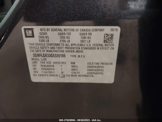 Chevrolet Equinox Ltz 2016 2GNFLGE33G6339180 Image 9