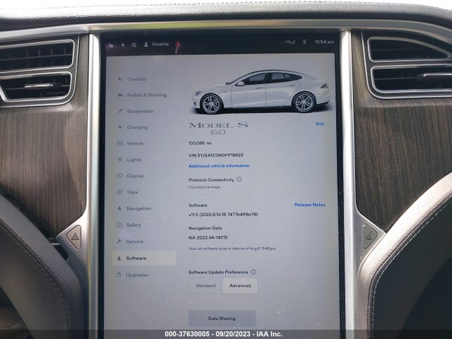 2013 TESLA MODEL S VIN: 5YJSA1CG6DFP19622