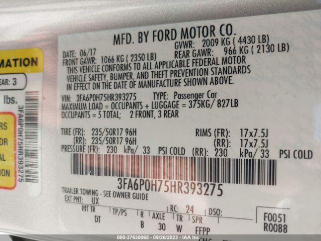 3FA6P0H75HR393275 Ford FUSION SE