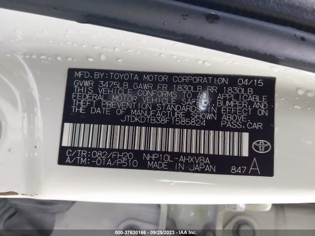 Toyota Prius C One/two/three/four 2015 JTDKDTB38F1585824 Image 9