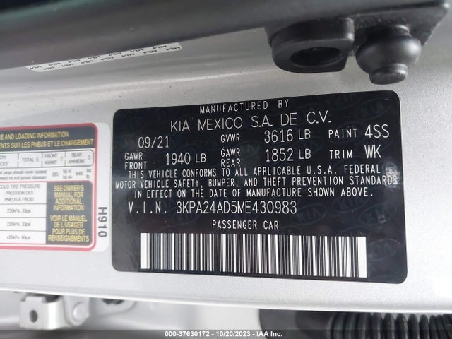 2021 KIA RIO S VIN: 3KPA24AD5ME430983