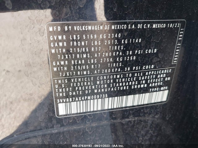 3VVRB7AX4PM009735 Volkswagen TIGUAN S