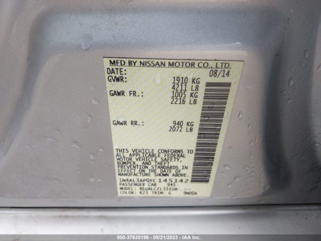 Nissan ALTIMA 2.5 2015 1N4AL3AP0FC145142 Image 9