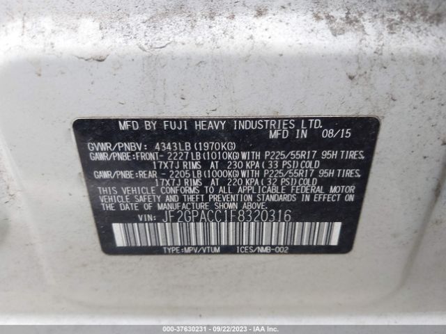 JF2GPACC1F8320316 Subaru Xv Crosstrek Premium