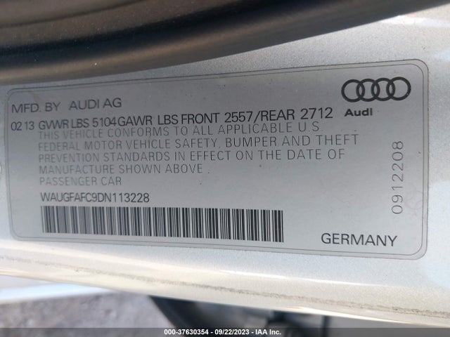 2013 AUDI A6 2.0T PREMIUM VIN: WAUGFAFC9DN113228