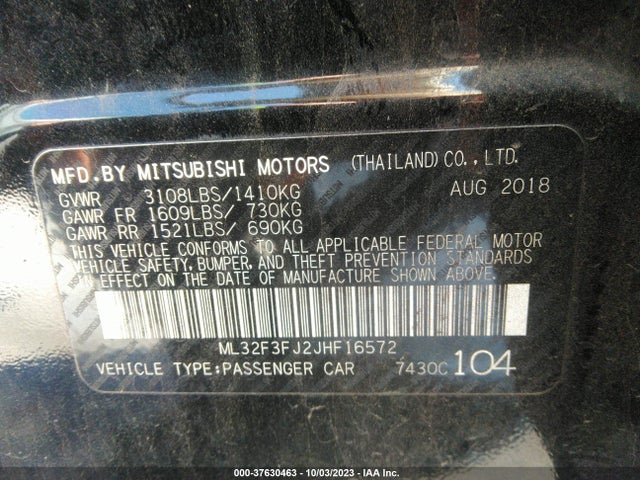 ML32F3FJ2JHF16572 Mitsubishi Mirage G4 Es