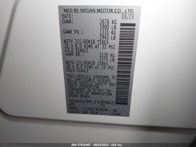 Nissan Pathfinder Sl 2023 5N1DR3CC9PC259962 Image 9