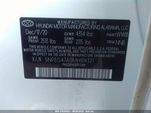 Hyundai SONATA SE 2021 5NPEG4JA0MH104321 Image 9