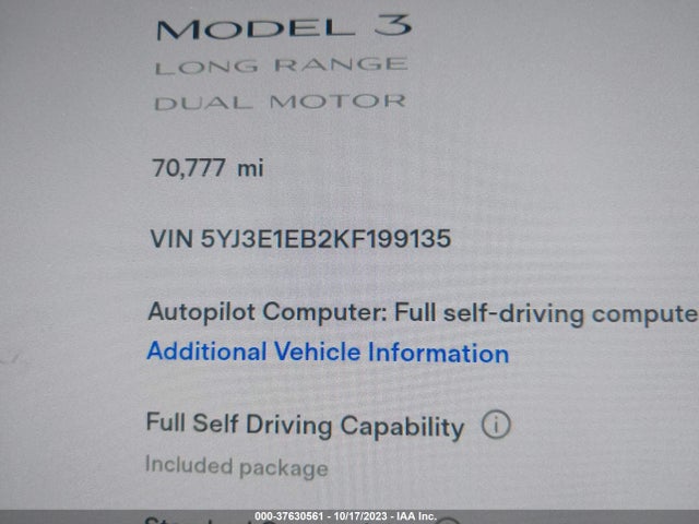 2019 TESLA MODEL 3 5YJ3E1EB2KF199135 Photo 8