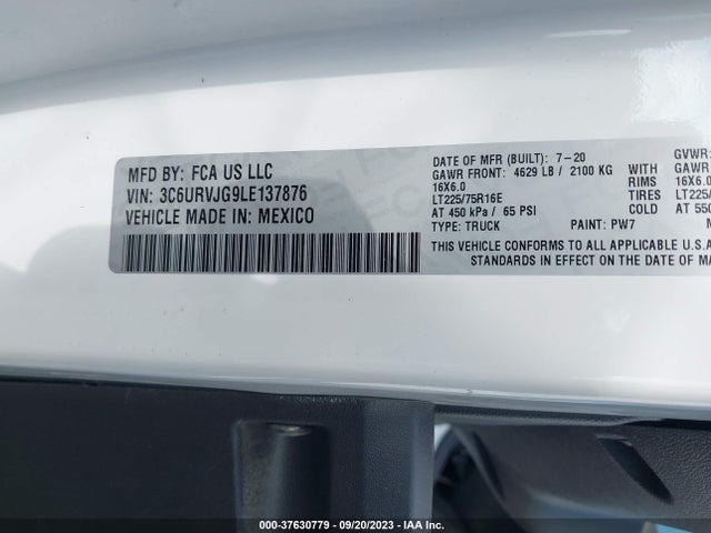 3C6URVJG9LE137876 RAM Promaster Cargo Van