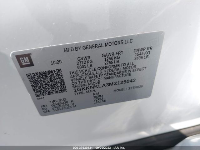 1GKKNKLA3MZ125042 GMC ACADIA SLE