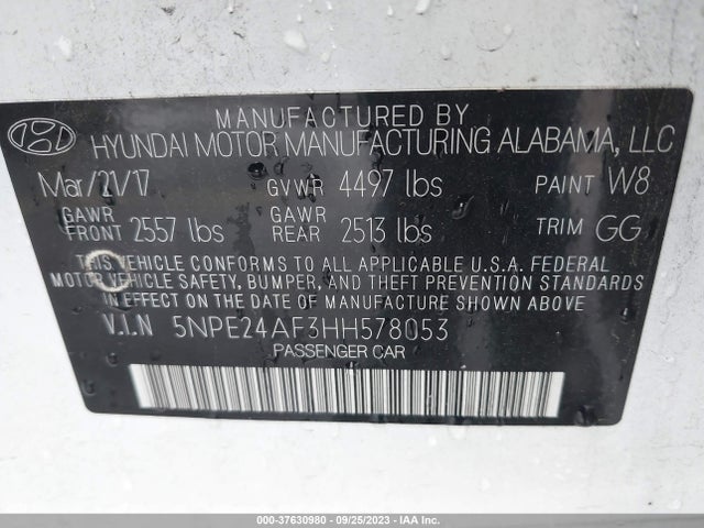 Hyundai Sonata 2.4l 2017 5NPE24AF3HH578053 Image 9