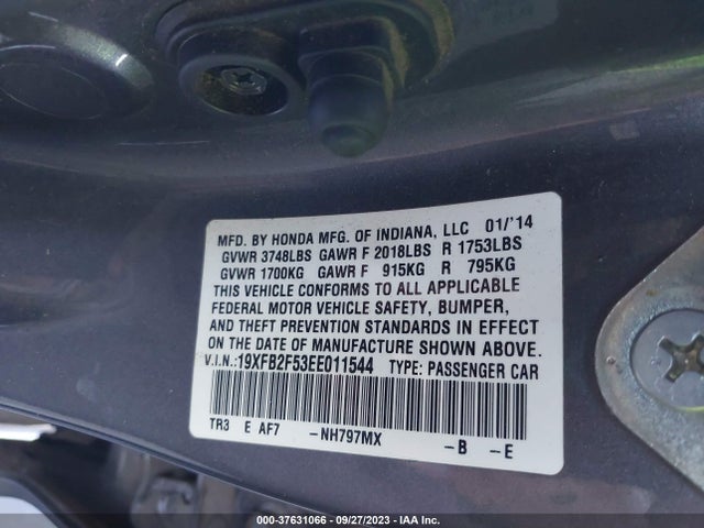 Honda Civic Lx 2014 19XFB2F53EE011544 Image 9
