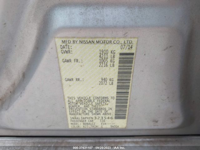 1N4AL3APXFN323546 Nissan ALTIMA 2.5