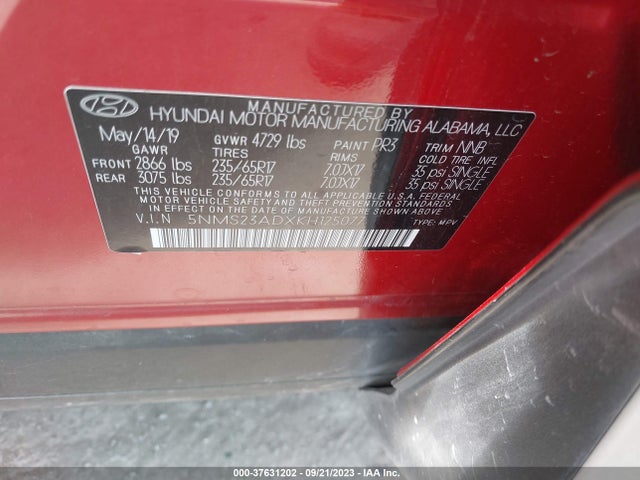 Hyundai Santa Fe Se 2019 5NMS23ADXKH125077 Image 9