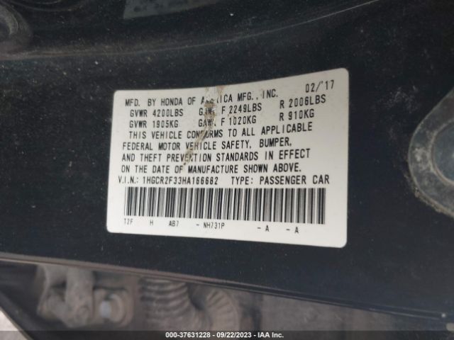 1HGCR2F33HA166682 Honda Accord Sedan Lx