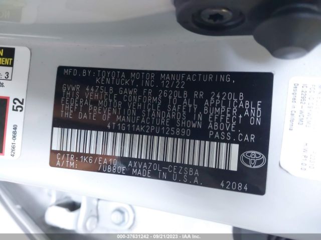 4T1G11AK2PU125890 Toyota Camry Se/se Nightshade