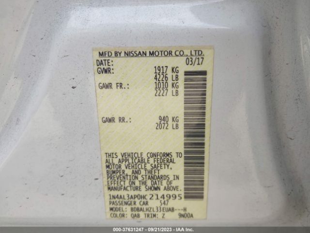 1N4AL3AP0HC214995 Nissan Altima 2.5 Sr