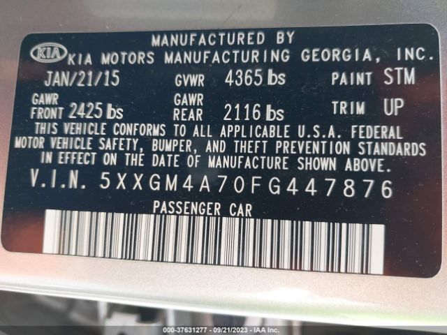 5XXGM4A70FG447876 KIA Optima Lx