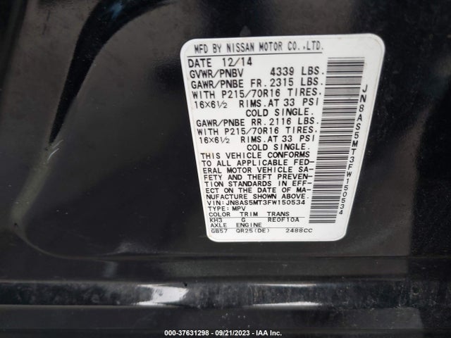 Nissan Rogue Select S 2015 JN8AS5MT3FW150534 Image 9