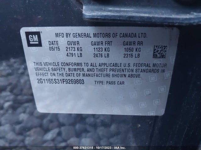 Chevrolet IMPALA LTZ 2015 2G1165S31F9269803 Image 9