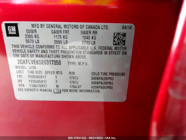2GKFLVEK5E6317350 GMC Terrain Sle