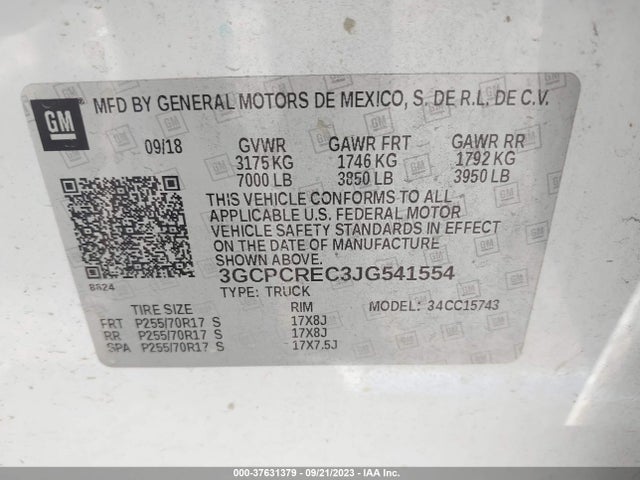 Chevrolet Silverado 1500 Lt 2018 3GCPCREC3JG541554 Image 9