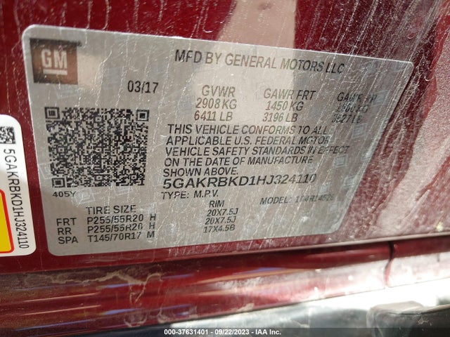 5GAKRBKD1HJ324110 Buick Enclave Leather