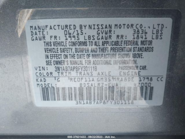 3N1AB7AP8FY301118 Nissan SENTRA SR