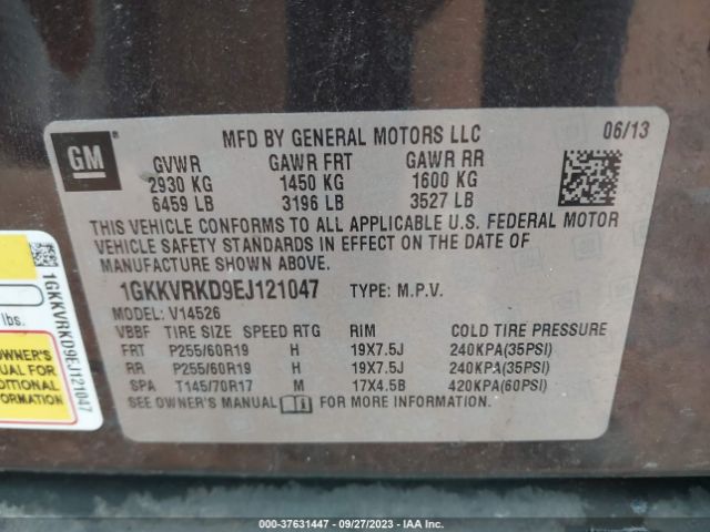 1GKKVRKD9EJ121047 GMC ACADIA SLT
