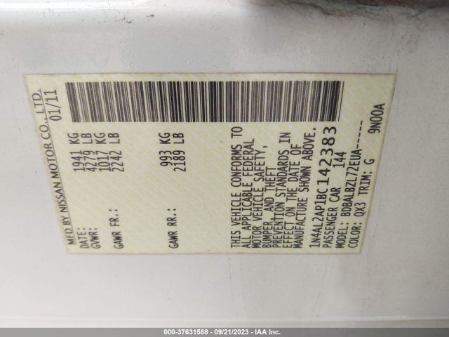 2011 NISSAN ALTIMA 2.5 S VIN: 1N4AL2AP1BC142383