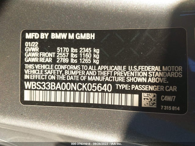 BMW M4 Competition Xdrive 2022 WBS33BA00NCK05640 Image 9