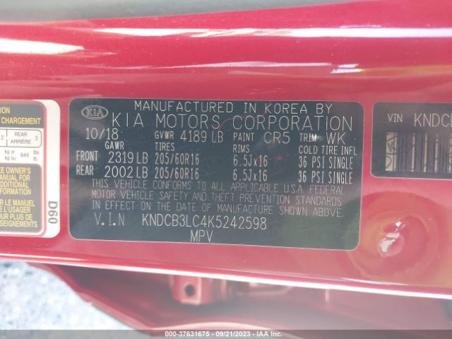 KNDCB3LC4K5242598 KIA NIRO LX