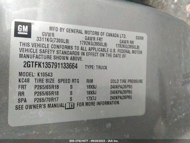 Aukcja sprzedaży 2009 Gmc Sierra 1500 Hybrid 3ha, vin: 2GTFK135791133664, numer aukcji: 37631677