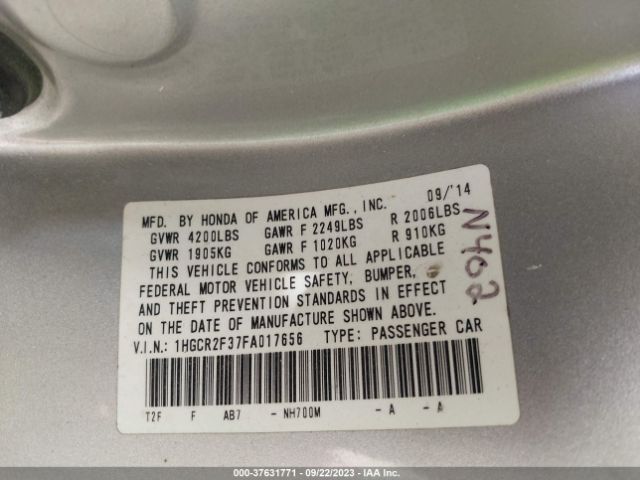 1HGCR2F37FA017656 Honda Accord Sedan Lx