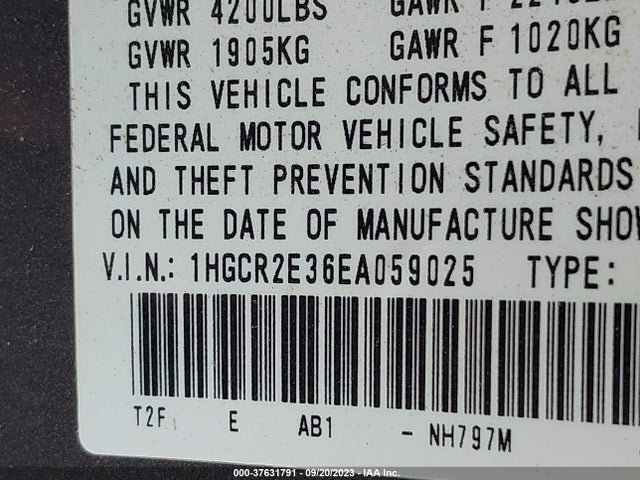 Honda Accord Sedan Lx 2014 1HGCR2E36EA059025 Image 9