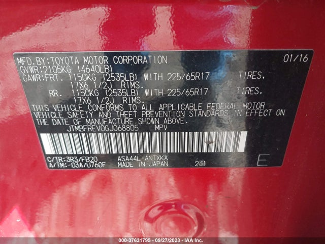 Toyota RAV4 LE 2016 JTMBFREV0GJ068805 Image 9
