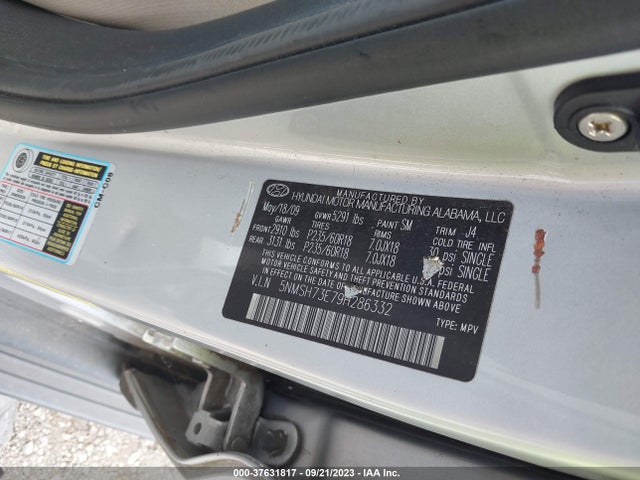 2009 HYUNDAI SANTA FE SE VIN: 5NMSH73E79H286332